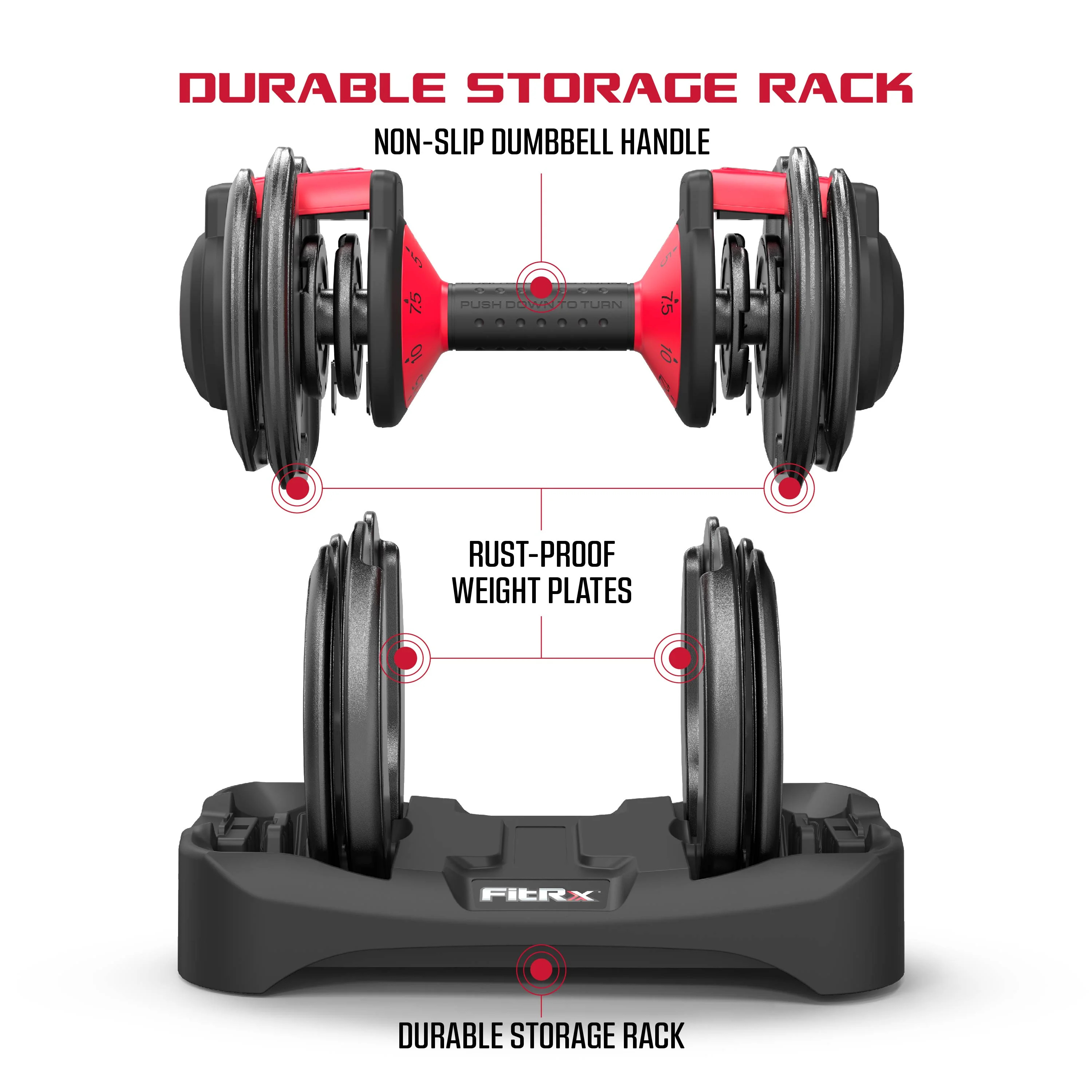 FitRx Adjustable Dumbbells 2-Pack, 25lb SmartBell Dumbbell Set with 9-in-1 Quick-Select Weights, 2.5lb Increments for Home Gym