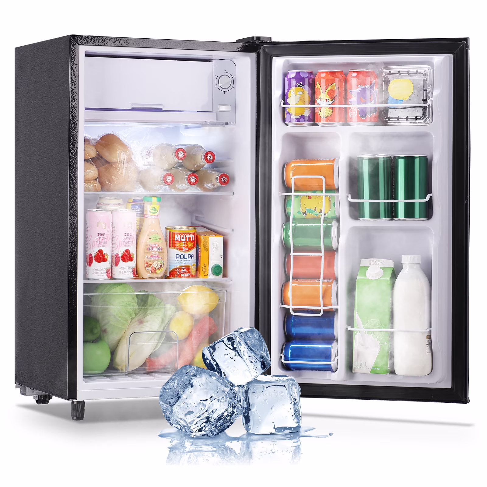 WANAI 3.2 Cu.ft Mini Refrigerator with 5 Temp Control Small Fridge Compact Size for Any Room Silver