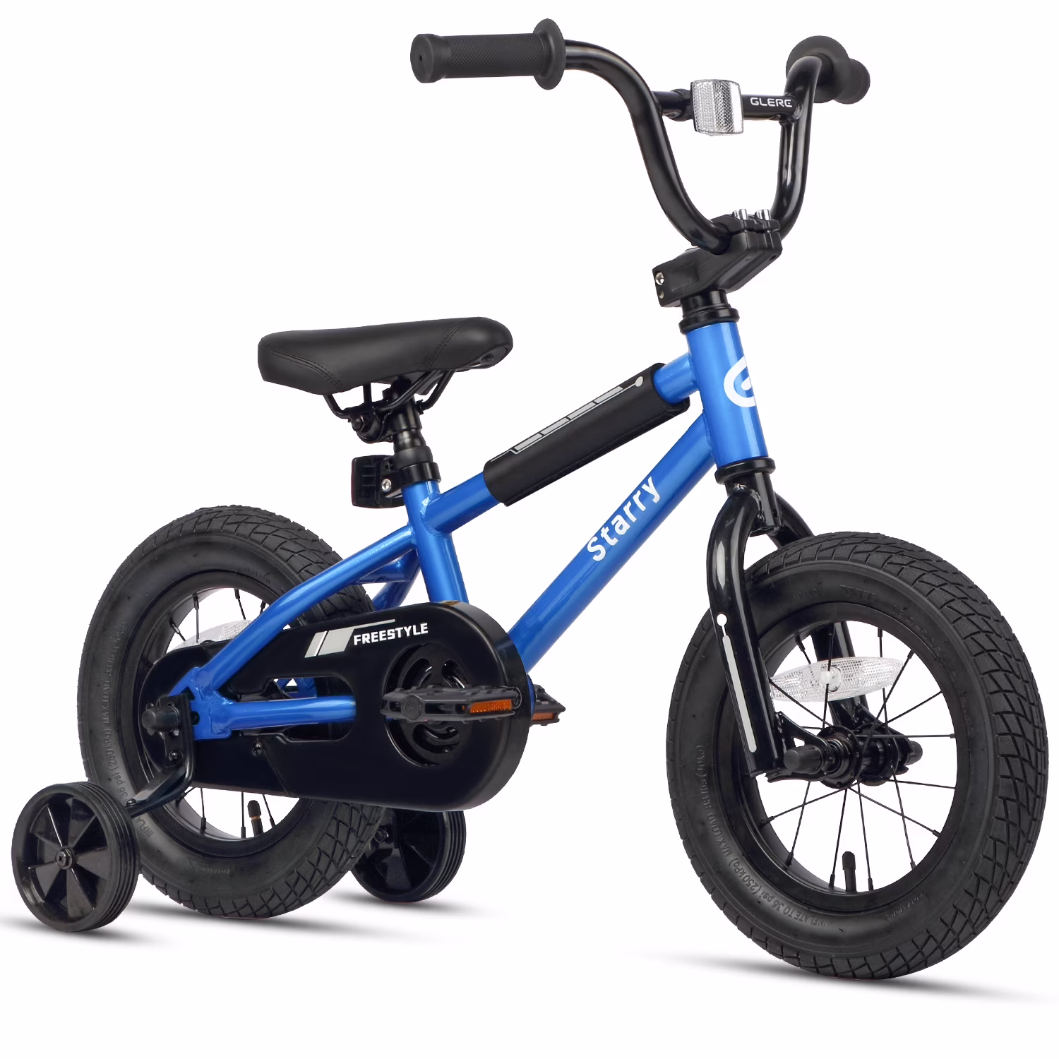 Glerc 14 Inch Little Kids Bike BMX Style Bicycle with Training Wheels Coaster Brake for 3 4 5 Years Old Boys Girls, Blue