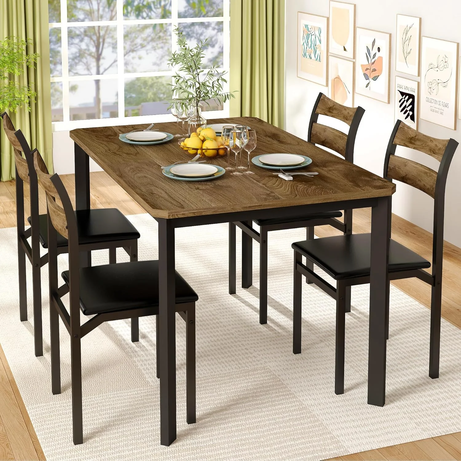 LinkRomat Dining Table Set for 4, 43.3