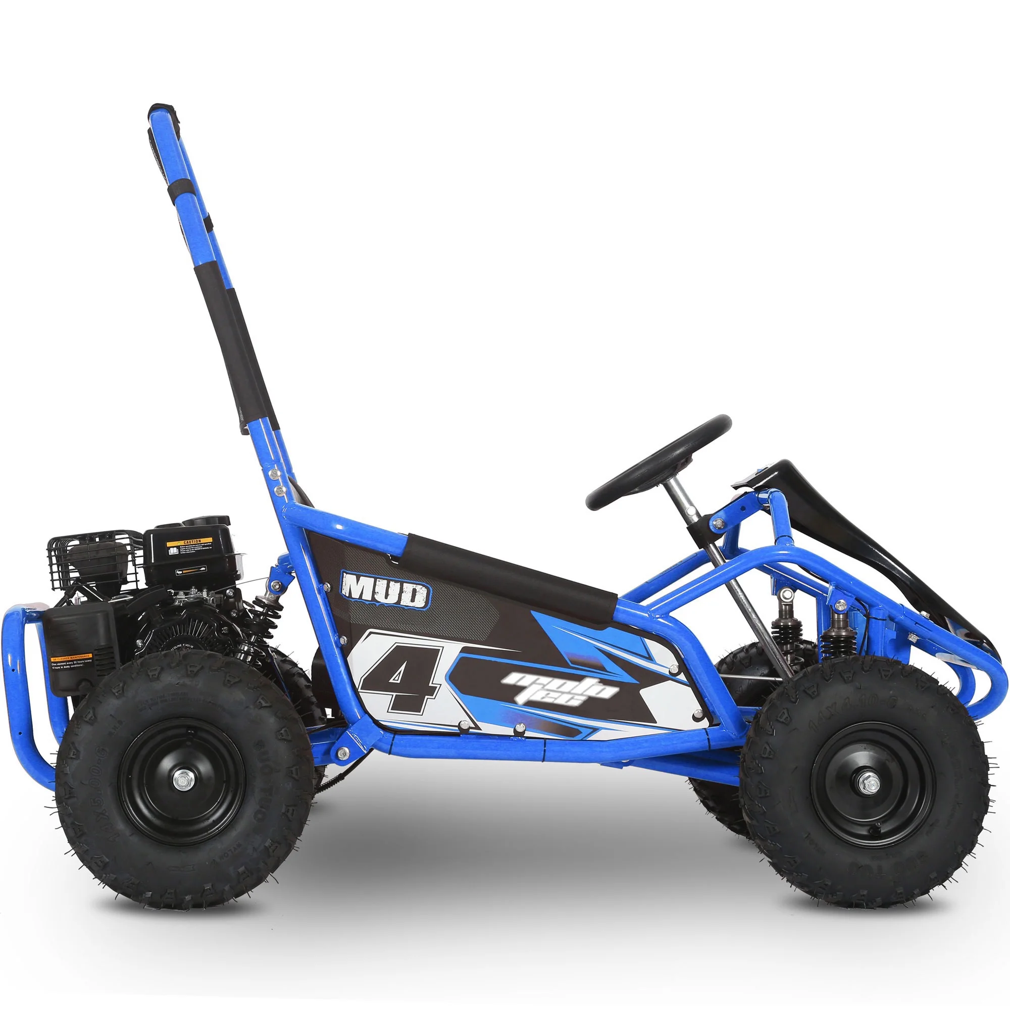 MotoTec Mud Kids Gas Powered 98cc Go Kart Full Suspension, Blue