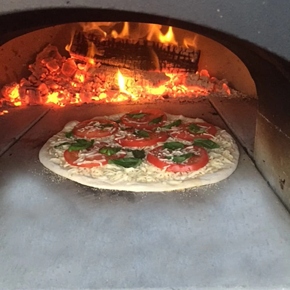 Chicago Brick Oven Wood-Burning Mobile Outdoor Pizza Oven, CBO-750 Mobile with Silver Vein Hood