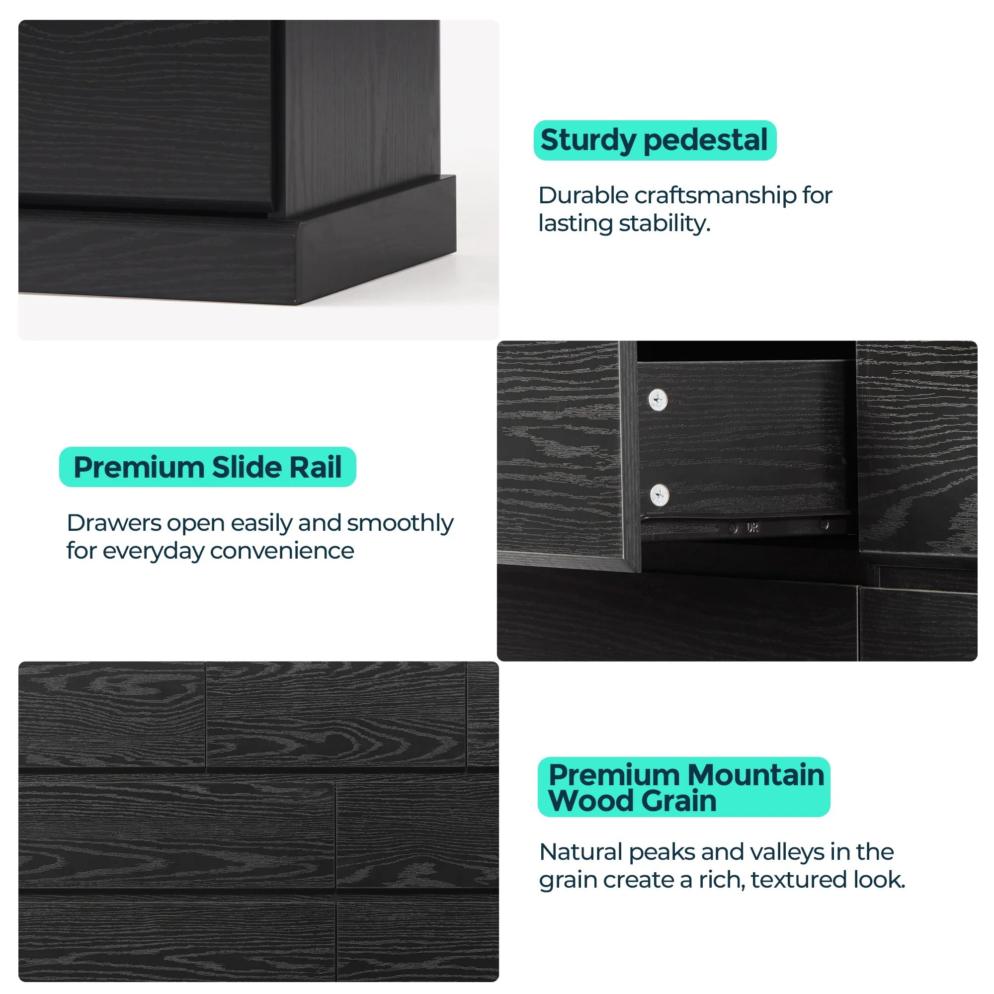 Linsy Home Modern Wood Dressers for Bedroom, Wide Chest of 9 Drawers, White