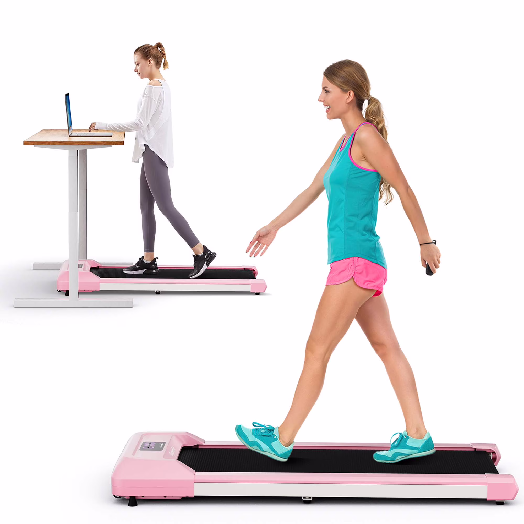 SuperFit 0.6-3.8MPH Walking Pad Under Desk Treadmill with Remote Control and LED Display Black