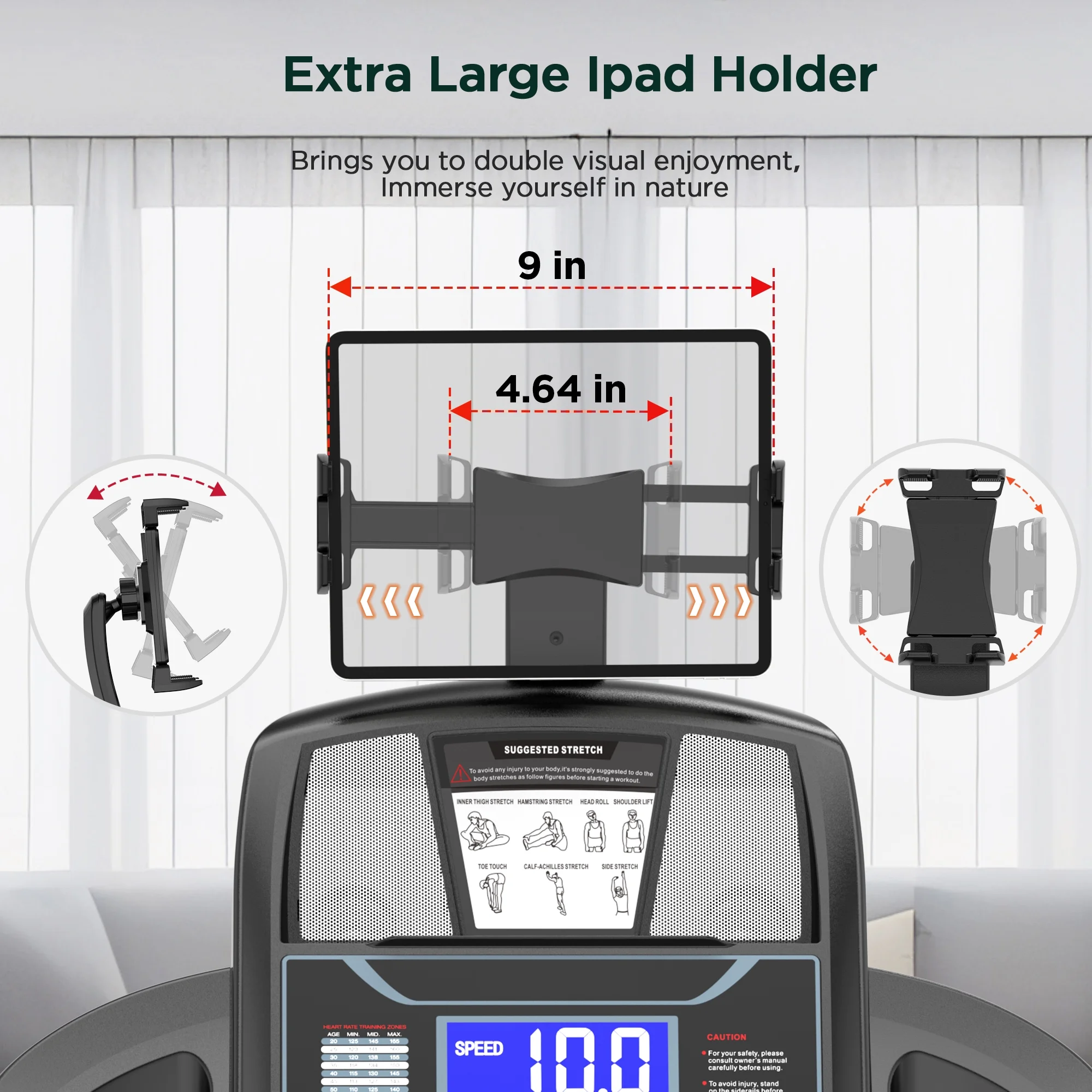 Treadmills for Home, 4.75HP Quiet Brushless Folding Treadmill with Auto Incline, Dual Cushion System,Treadmill 300lb Capacity w/Holder for Cup & Phone, 64+3+3+1 Programs, Knee Gift