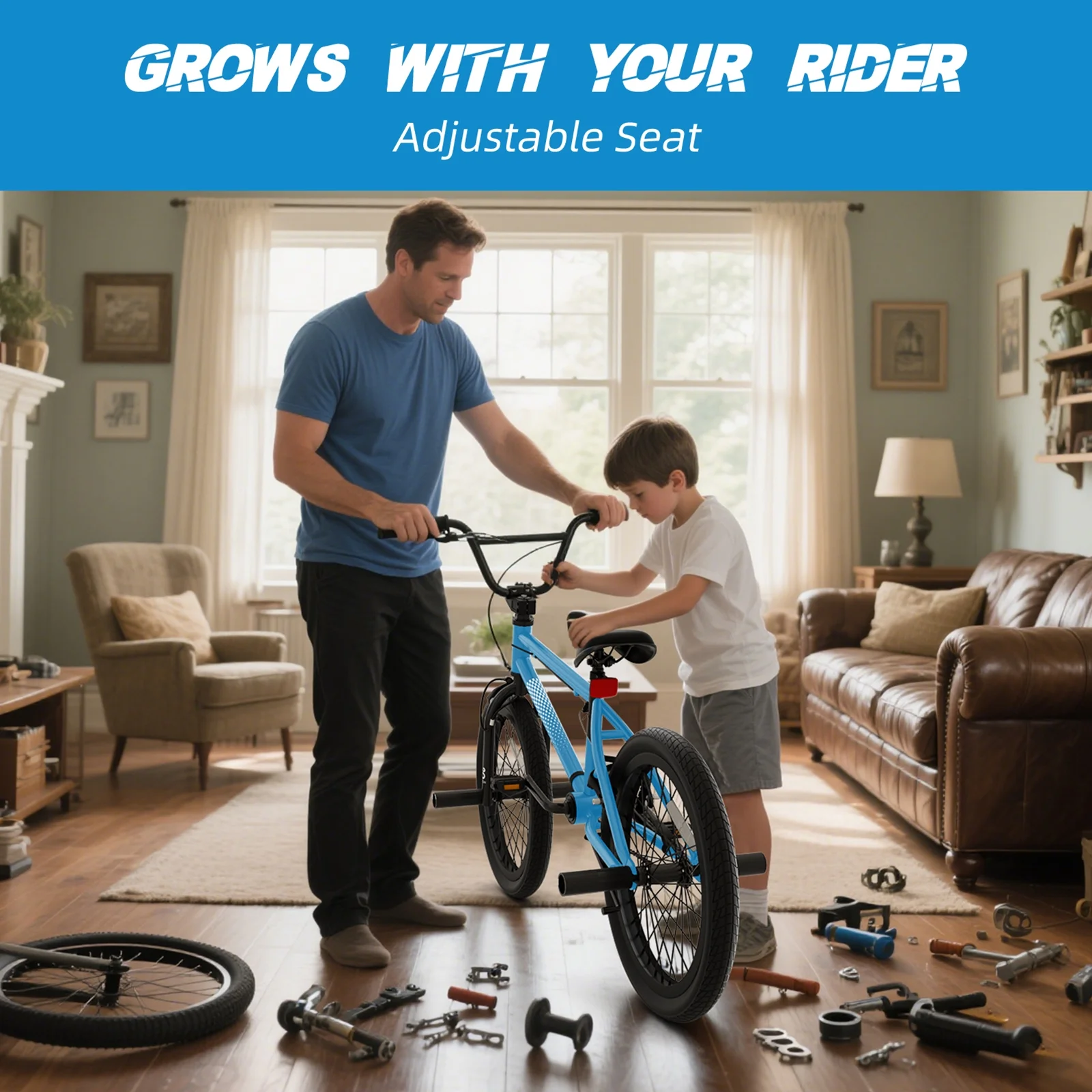 GLAF Freestyle Kids BMX Bike, 20 inch Black Trick Bicycle for Teen and Adults, Carbon Steel Frame Bikes, Ideal for Beginner to Advanced Riders